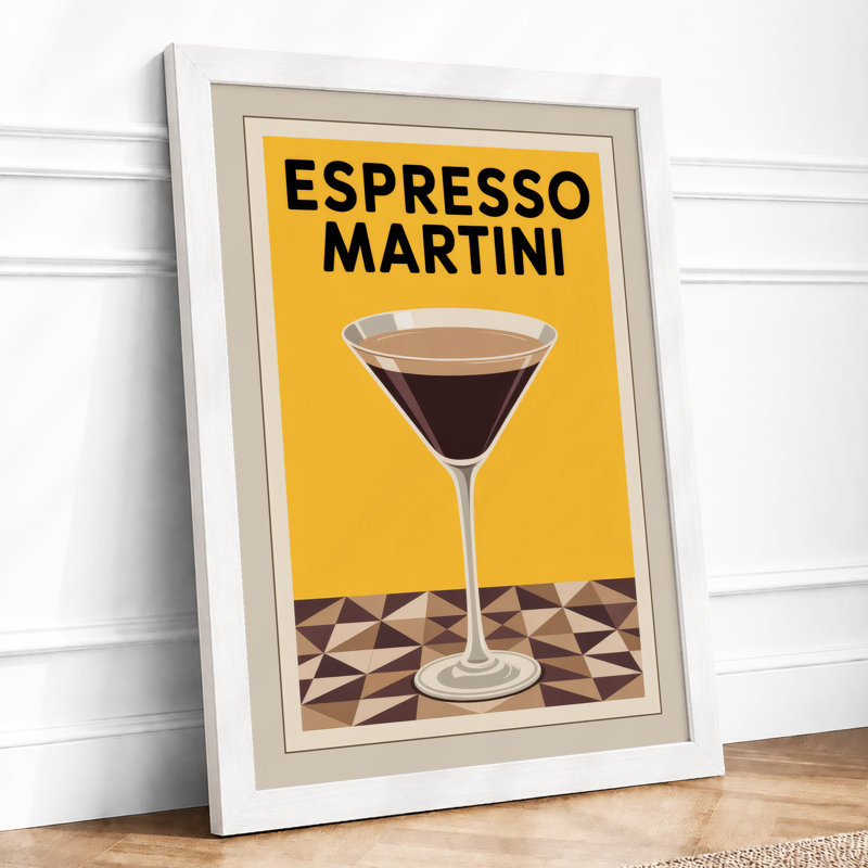 Espresso Martini Retro - Framed Print, A3 - 42.0 x 29.7 cm, White