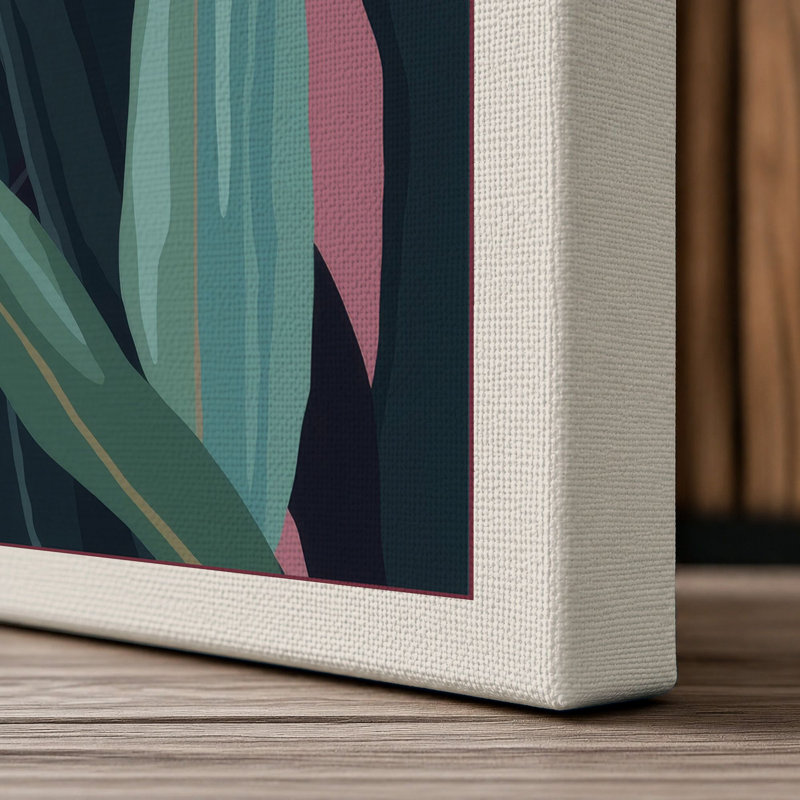 Geometric Foliage Botanical - Wrapped Canvas, 30x20 - 76.2 x 50.8 cm, Cream Border