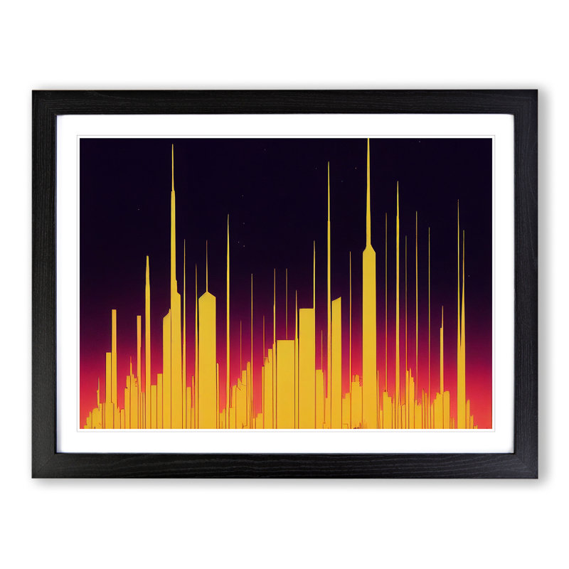 Uplifting Abstract City Skyline - Framed Print, Black, 46cm H x 64cm W x 2cm D