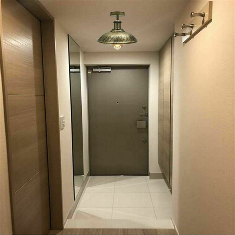 Hana Semi Flush Mount, Brushed Brass, Green Brass