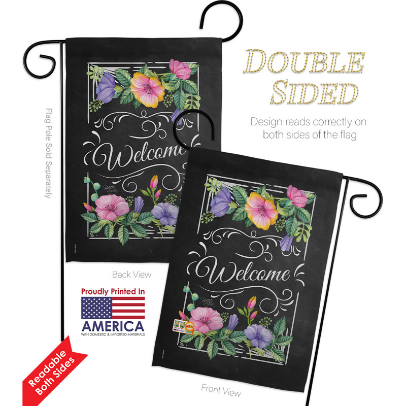 Ensemble de 2 drapeaux de jardin décoratifs 2 côtés en polyester 19 po welcome