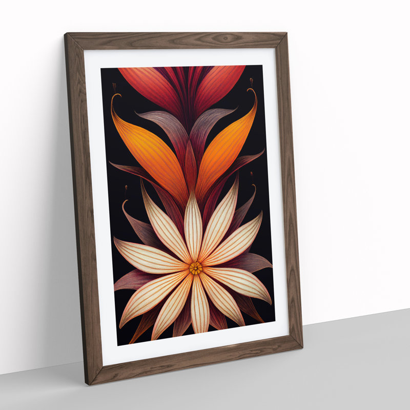 Flower No.7 - Single Picture Frame Print, 64cm H x 46cm W x 2cm D, Walnut Framed