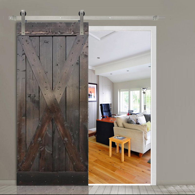 TMS Knotty 36 in. W x 84 in. H Barn Door with Barn Door Hardware