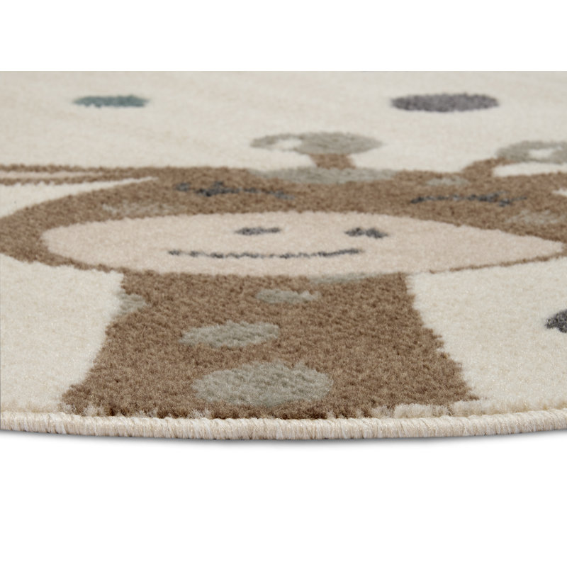 Adventures Children Beige Rug, Round 100cm