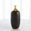 Dipped Golden Crackle/Black Cylinder Vase-Lg