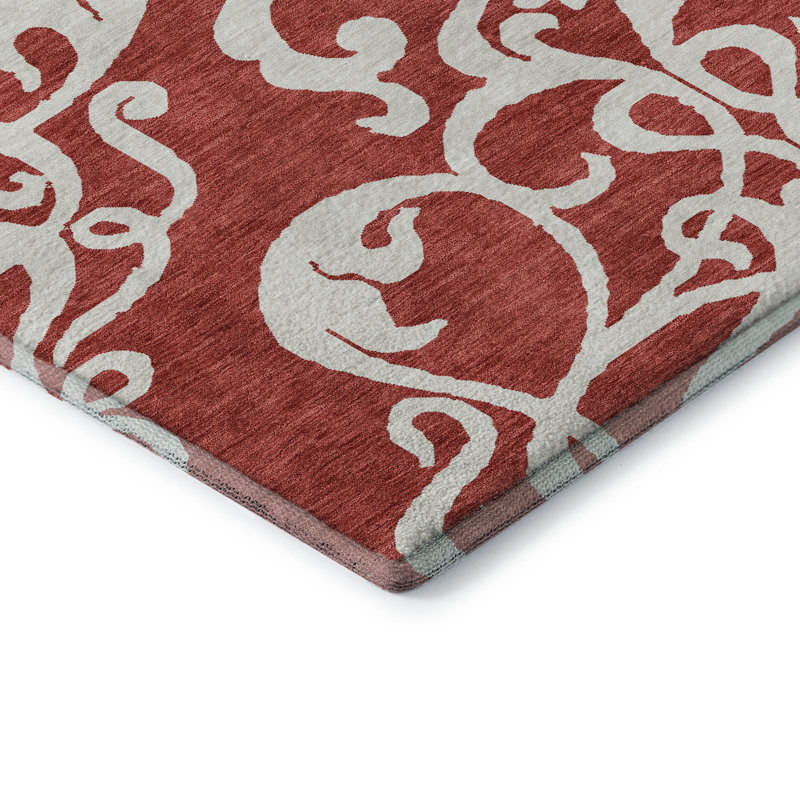 Premium Machine Washable Prisco Red Rug, Runner 2'3" x 7'6"