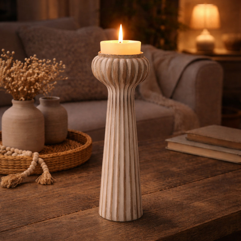Porte-bougie en bois | Porte-bougie 12 "