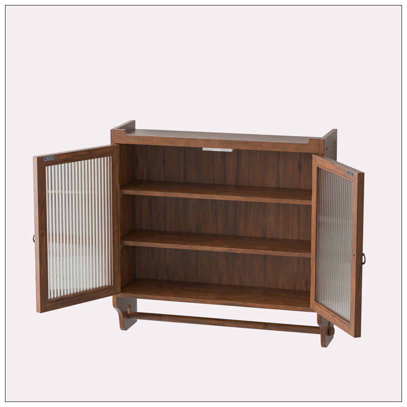 Armoire murale avec porte-serviettes 24,8 po, Brun