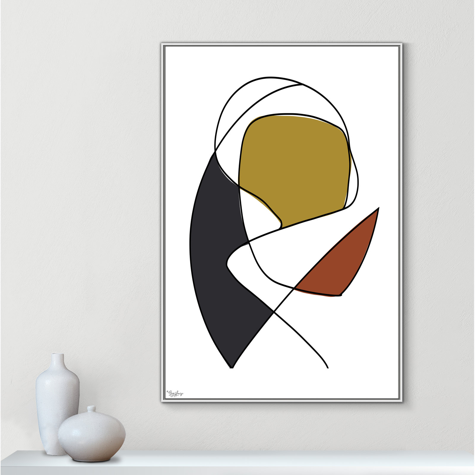 Paige "Abstract Tribeca 3" Print, 61.5" H x 41.5" W x 2" D, White