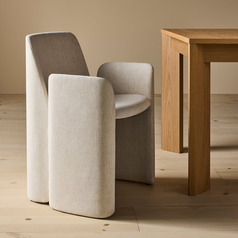 Parentheses Upholstered Arm Chair, Polyester Blend Sylvan Bone
