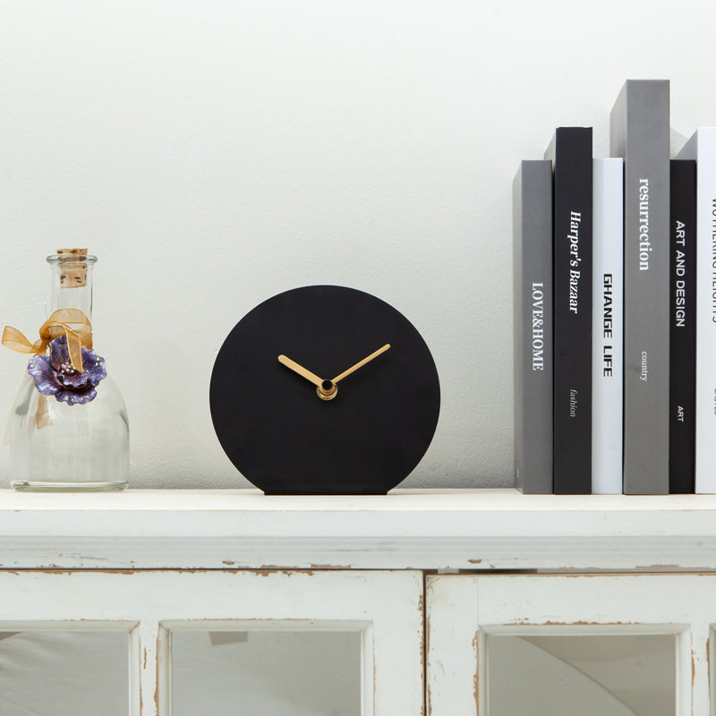 Analog Metal Quartz Movement / Crystal Tabletop Clock, Black