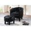 Fauteuil d'appoint noir et dossier compact, dossier incurvé, siège de soutien, idéal pour les différents espaces de vie. Similicuir moderne avec pieds propres, accoudoirs roulés doux, espace de détente confortable