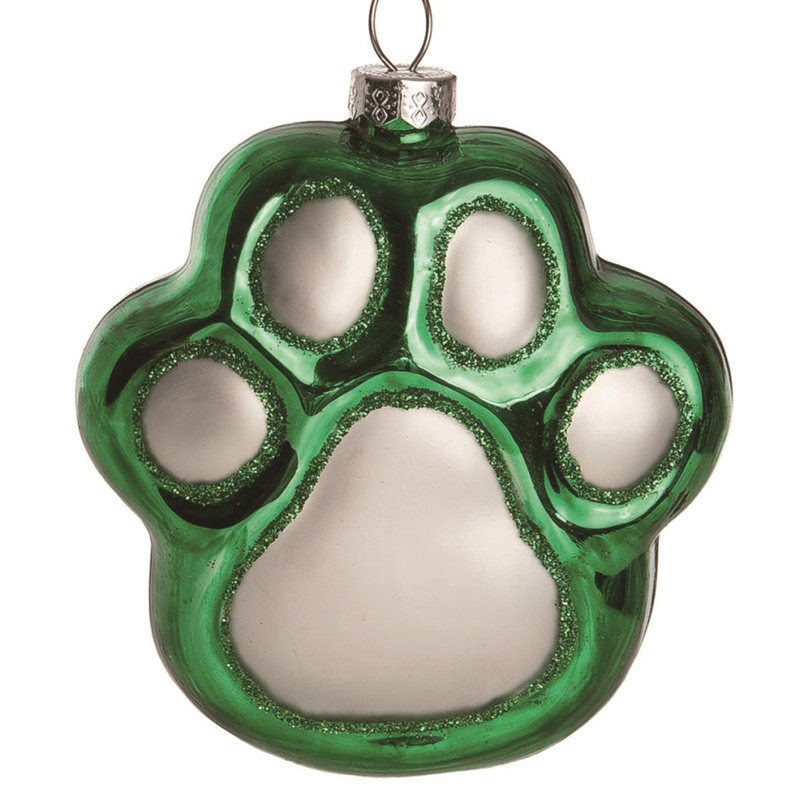  Ensemble de 3 décorations de Noël en forme de pattes en verre rouge, noir et vert pouces