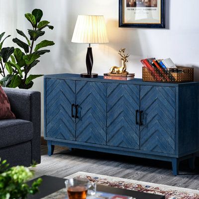 Buffet en bois massif + 4 portes avec armoire élégante en bois laqué pour un rangement quotidien