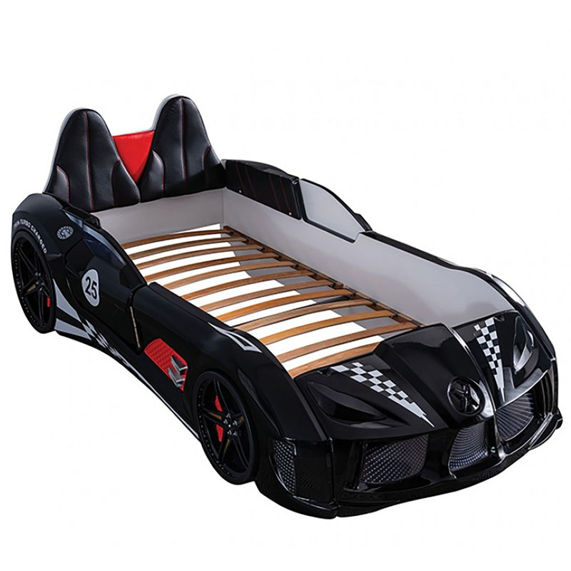 Lit simple pour enfant Abdulhaq, Noir