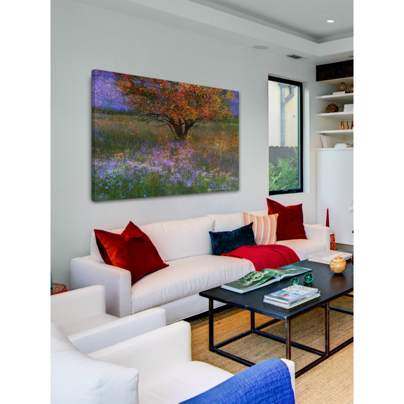 Lone Tree Flowered Meadow Canvas Art Print