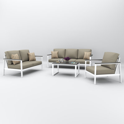 Ronquillo 4 Person Seating Group With Sunbrella Cushions by Birch Lane