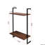 Métal et bois 3 niveaux 2 tablettes murales Organisateur de maison compact pour la salle de lavage Présentoir décoratif multifonctionnel Accessoires de salle de bain