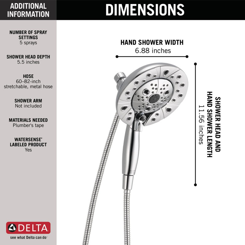 Pomme de douche universelle avec technologie H2Okinetic, Lumicoat chrome