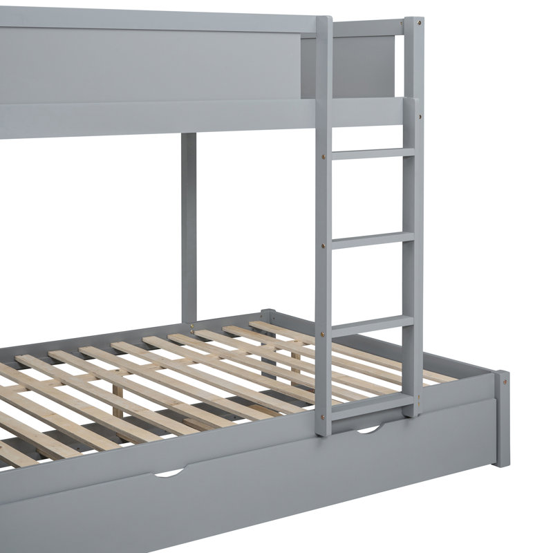 Lit superposé avec bureau, rangement, lit gigogne simple gris pour plus d'espace