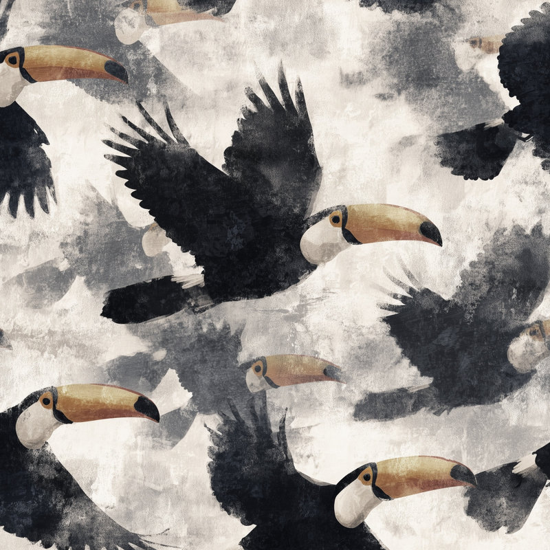 Toucans, papier peint abstrait à motif d'oiseaux, Non-collé