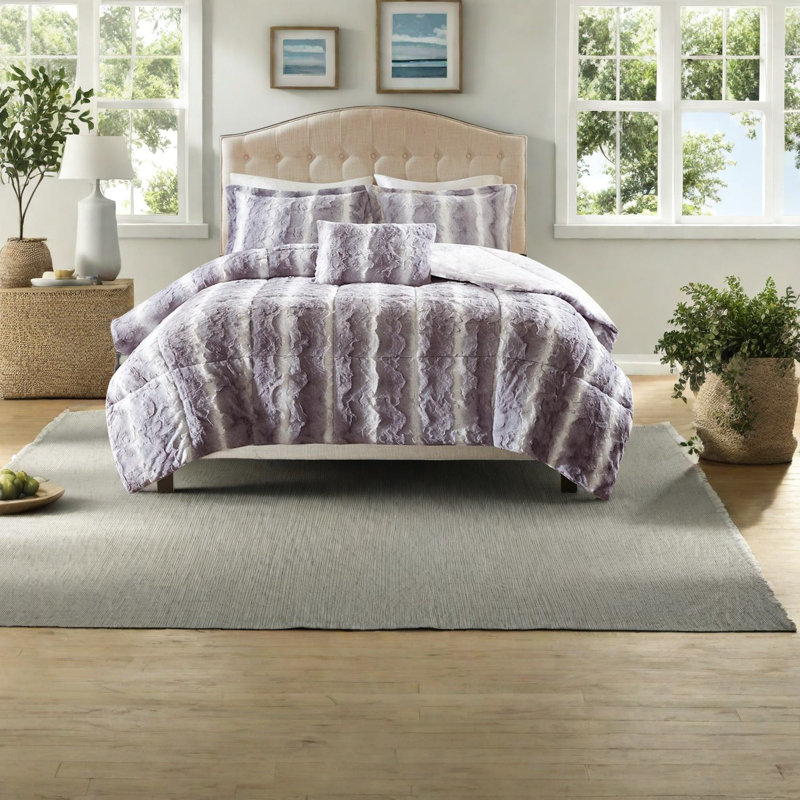 Ensembles de literie luxueux en fausse fourrure, édredon en polyester de style moderne pour la maison