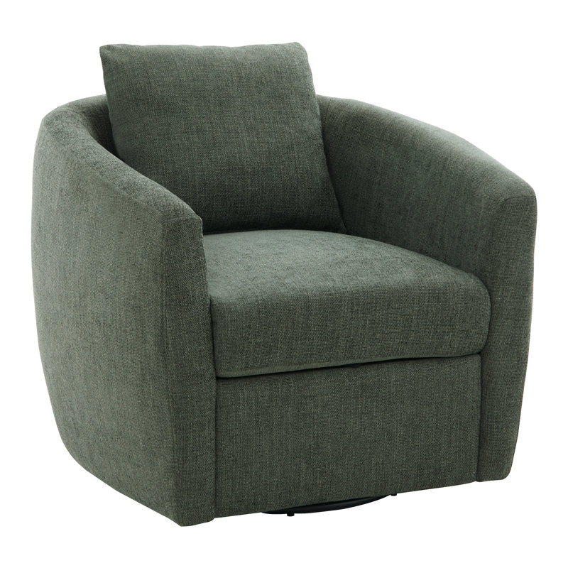 31.89" Wide Modern Swivel Barrel Armchair with Lumbar Pillow, Soft Chenille Upholstered Accent Club Chair for Living Room, Bedroom & Small Spaces