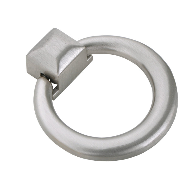Utopia Alley Anello Cabinet Ring Pull Knob - Decorative Cabinet Drop Pull Knobs for Cabinets and Drawers - Vintage Cabinet Hardware with Hand Finished Brushed Nickel - Metal Drawer Pull Knobs 1.6"