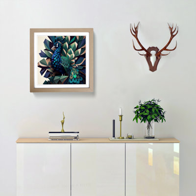 Peacock Geometric - Framed Print