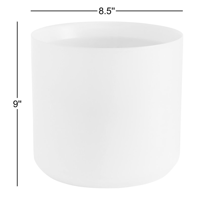 Pot à fleurs en céramique Parsons, H 9 po x l 8,5 po x P 8,5 po, Blanc
