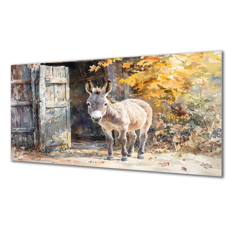 Donkey S Path Tot Hye Barn II - reproduction d'art moderne en métal, art mural en métal, H 28 po x l 60 po