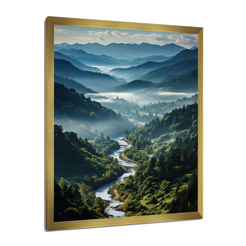 États-Unis, Great Smoky Mountains & Rivers - États-Unis, art mural encadré, H 20 po x l 12 po, Cadre photo unique, Doré