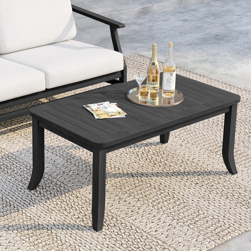 Solid Wood Teak Outdoor Coffee Table, Black