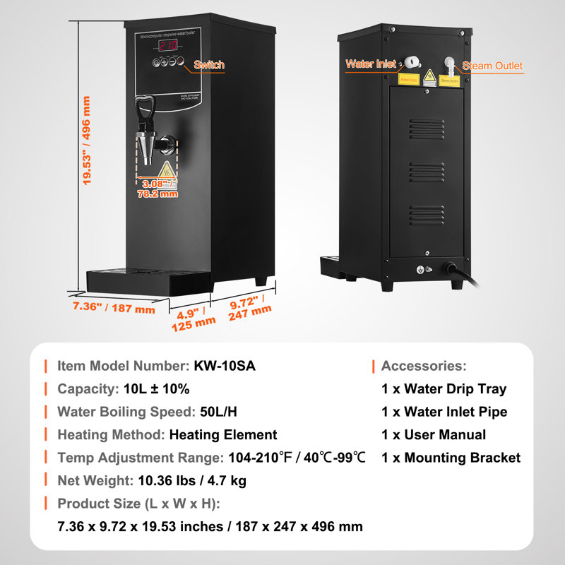 Distributeur d'eau chaude commercial 10L