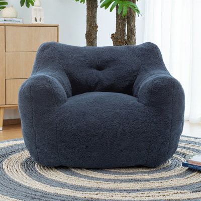 Fauteuil à billes avec accoudoirs | Rembourrage en mousse à haute densité, chaise longue pour adultes, housse amovible et base antidérapante pour le salon, la chambre à coucher et le coin lecture