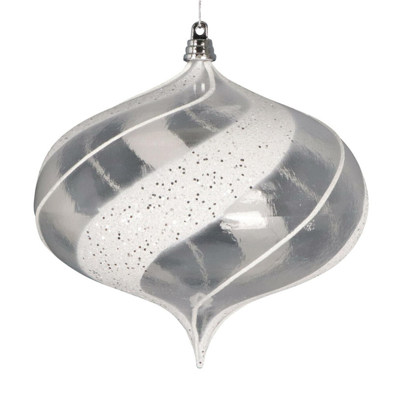 Ornement en oignon transparent 6,3 po Vickerman blanc / argent scintillant. 2 par sac.