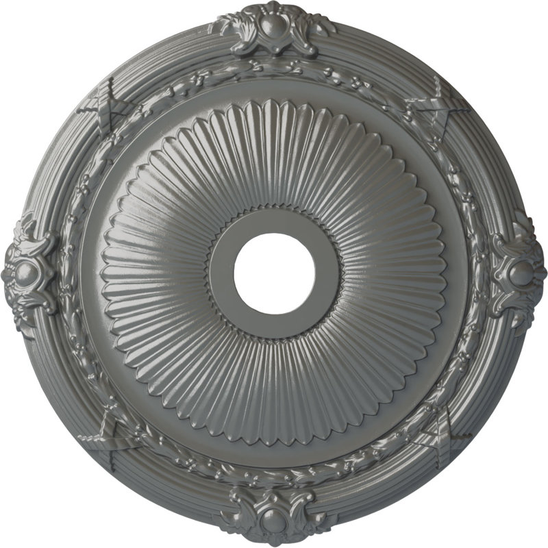 Médaillon de plafond 27 x 27 po x 3 7/8 po x P 2 1/4 po Heaton (convient aux auvents jusqu'à 6 1/2 po), Argent