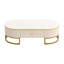 Table basse moderne ovale avec tiroirs, conception à profil incurvé, décor en métal doré, table centrale pour le salon