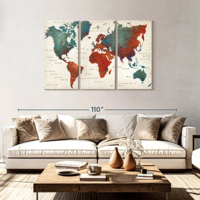 Monde coloré rétro Aliaz, H 48 po x l 74 po
