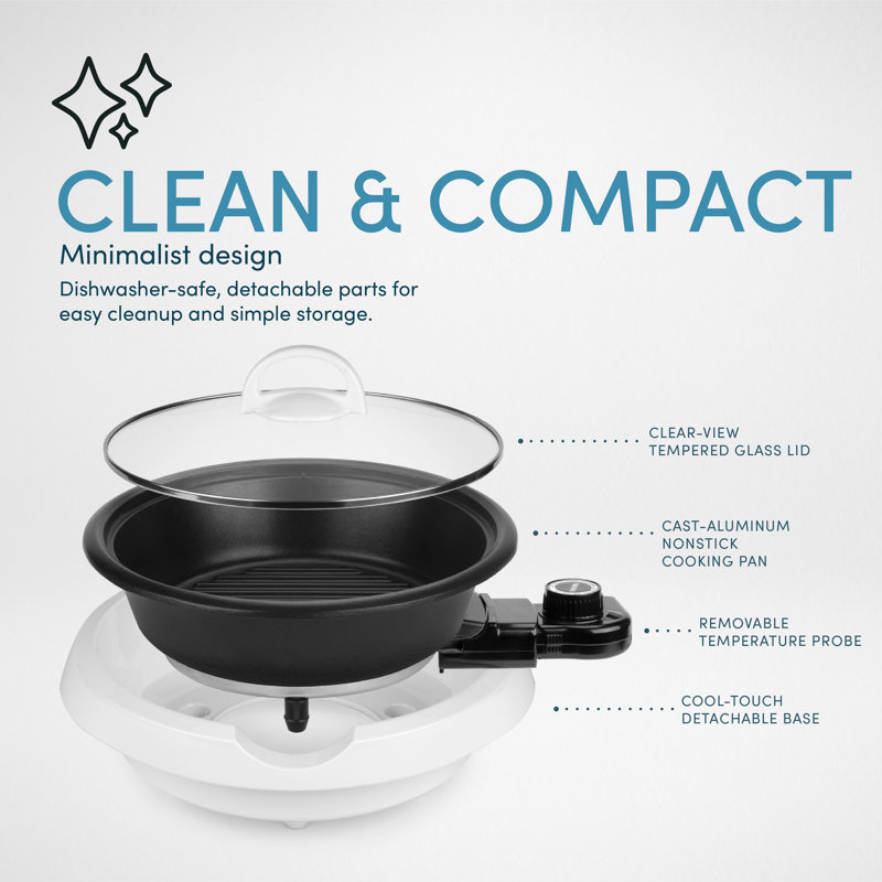 White 3-Quart Non-Stick Electric Indoor Grill and Pot