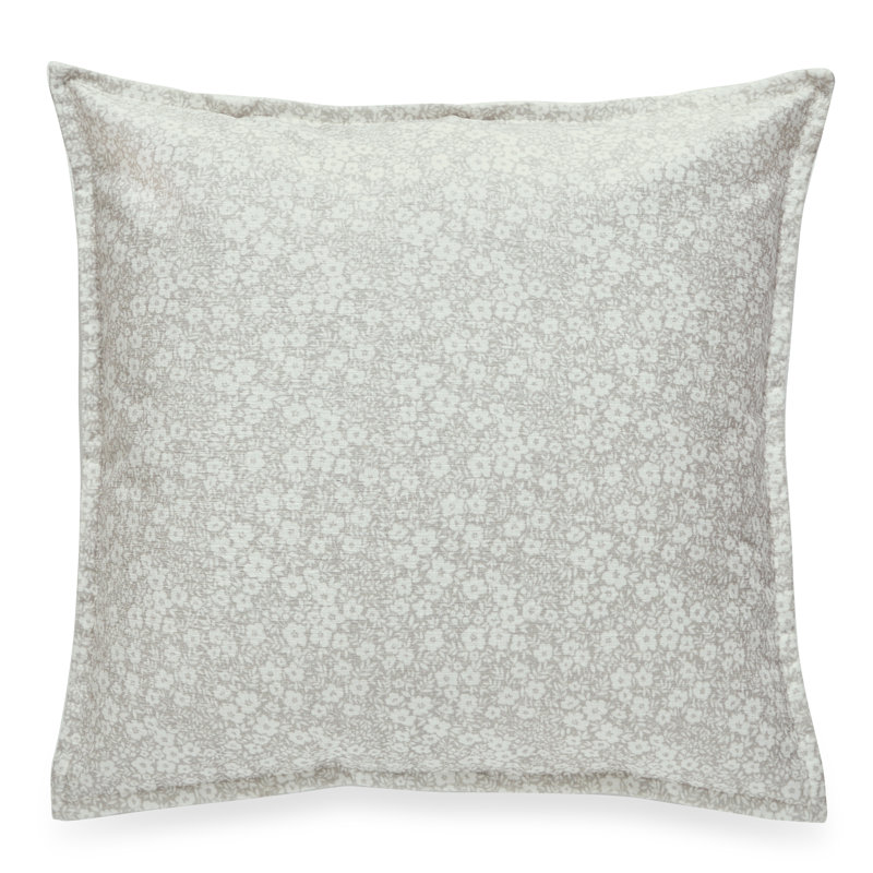 Coussin réversible à motif floral, Beige, Pas de bourre
