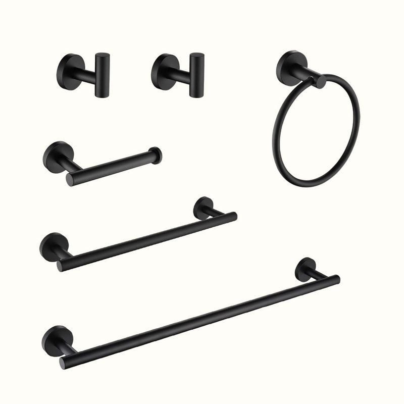 6 - Piece Bathroom Hardware Set, Matte Black
