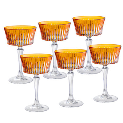 Colored Champagne Coupe Glasses, Stemmed Martini Glassware, Set of 6 - 8.7 oz.