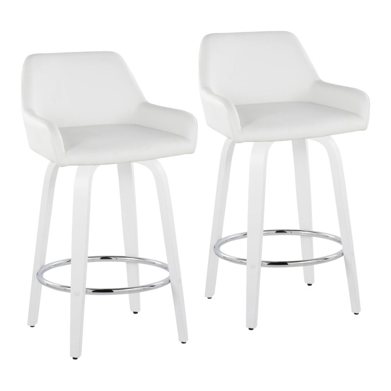 Tabouret de comptoir à hauteur fixe avec pivot, White
