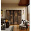 Paravent de chambre à coucher de style Mid-Century rectangulaire avec cadre en cèdre et panneaux de toile-1000119404-1000119407
