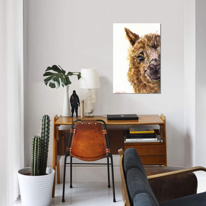 Reproduction de lama sur toile, H 40 po x l 26 po x P 1,5 po, Toile tendue, Pas de tapis