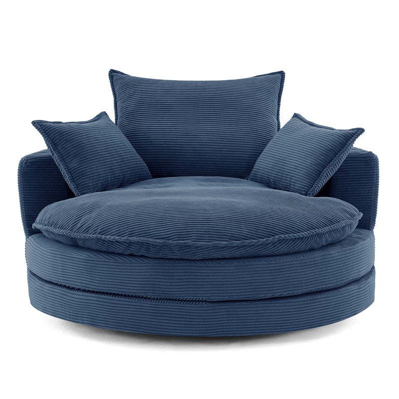 360° Swivel Sofa Chair Accent Barrel Chair 57.5" Swivel Round Chair with Dual-layer Cushion Design and 3 Removable Pillows