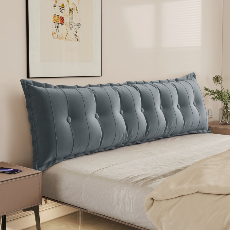Sit-up Back Comfort 100% Cotton Velvet Button Tufted Bed Rest Headboard Decorative Back Support Pillow, Accent Side Sleeper Body Pillow Compression