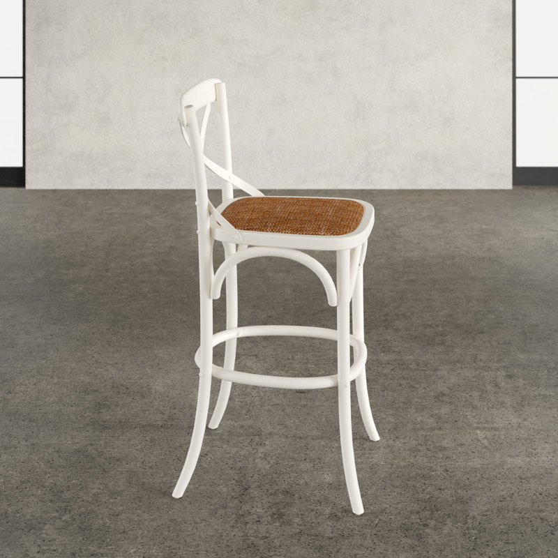 Tabouret Franklin, Blanc antique, Tabouret de comptoir (siège d'une hauteur de 24,2, Gris