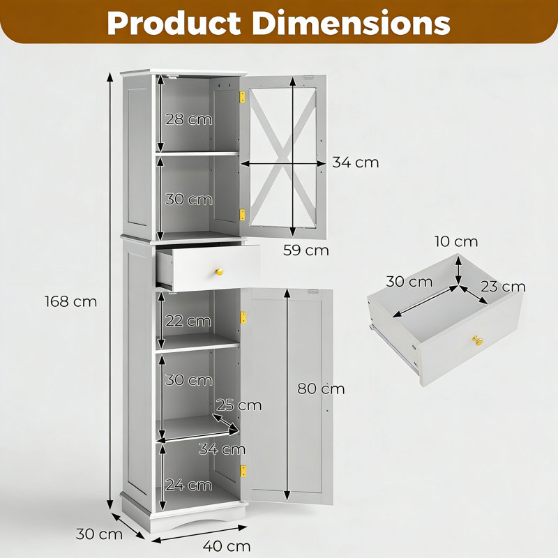 Freestanding Linen Cabinet, White